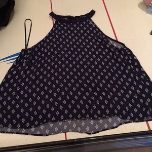 Navy Blue. High Necked Tribal Print Top